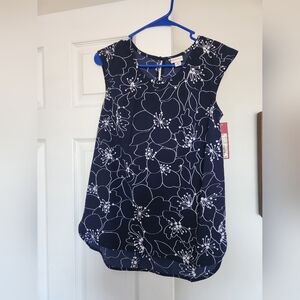 Floral Navy Sleeveless Top